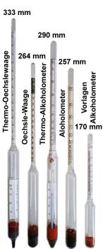 Messspindeln f&uuml;r Oechslegrade und Alkohol
